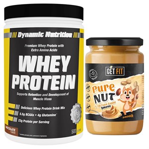 Dynamic Whey Protein 500 g + GetFit PureNut Yüksek Proteinli Doğal %100 Fıstık Ezmesi Şekersiz 600 g