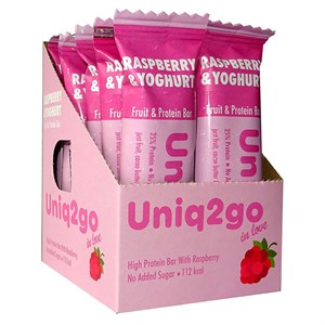 Uniq2go In Love Yoğurt Aromalı ve Ahududulu Protein Bar 32 g x 12 Adet